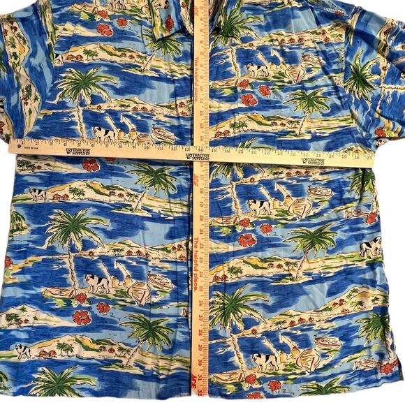 VTG Big Dogs Floral Hibiscus Palm Tree Button up Shirt Hawaiian w/ Pocket Men 3X - Picture 13 of 13
